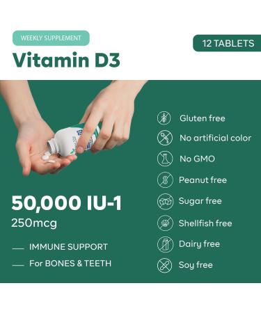 PrimeVits High Potency Vitamin d3 50000 iu - Essential for Bone Muscle and Immune Health - (12 Tablet) - Buy Online on GoSupps.com