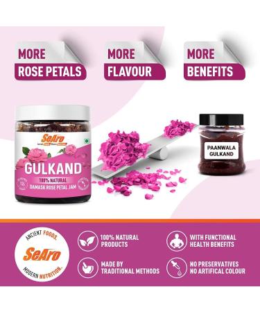 QuickShip 100% Natural Damask Rose Gulkand. Made as per Ayurveda with Rock Sugar (Mishri). Preservative Free Refined Sugar Free Gulkand (Rose Petal Jam) 300g - Buy Online on GoSupps.com