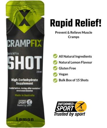 Sports Shot - All Natural Muscle Cramp Relief in Seconds | Easy Carry Lemon Sachets (15 Pack) for Instant Recovery - Buy Online on GoSupps.com