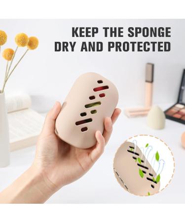 FERYES Large Silicone Makeup Sponge Holder - Portable Double Sided Beauty Blender Case in Khaki - Buy Online on GoSupps.com