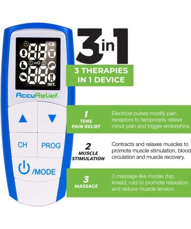 AccuRelief Complete 3-in-1 TENS Unit & EMS Massager | Pain Relief Electric Muscle Stimulator for Neck Back & Full Body - International Shipping Available - Buy Online on GoSupps.com