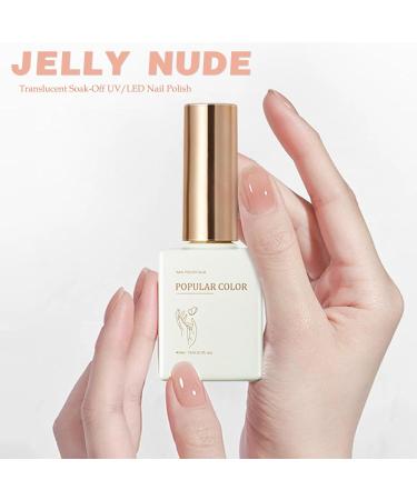 Jelly Gel Nail Polish Sheer Nude Gel Nail Varnish Translucent Nail Polish Soak-Off UV/LED Jelly Nude French Manicure Transparent Gel Nail Polish for Nail Art Salon DIY Home - Buy Online on GoSupps.com
