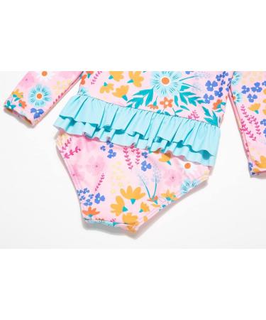 Bonverano Baby Girls Long Sleeve Swimsuit UPF 50+ Sun Protection 9-12 Months Pink Blue - Buy Online on GoSupps.com