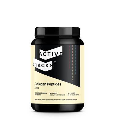 Active Stacks Collagen Peptides Protein Powder Vanilla - Supports Healthy Hair Skin Bones and Joints for Men and Women - Easy-to-Mix Type 1 & 3 Hydrolyzed Collagen from Grass-Fed Beef 2 Pound