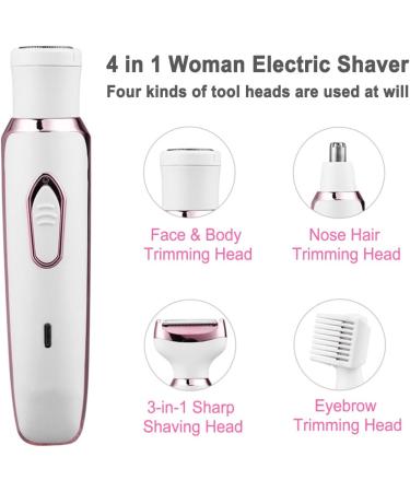 4 in 1 Rechargeable Womens Body Shavers Set - Electric Razor for Women Face, Nose, Eyebrow, Beard, Arm, Leg, Armpit, Bikini - Painless & Portable - Buy Online on GoSupps.com