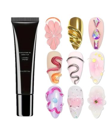 3D Nail Gel - 15ml Clear No-Wipe Adhesive for Decorative Rhinestones - Long-Lasting Beauty Product for Rhinestones & Decorations Daily Manicures Birthdays Photoshoots