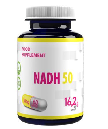 Hepatica NADH 50mg 60 Vegetable Capsules, Tested by a Third Party Laboratory, Gluten Free and GMO Free