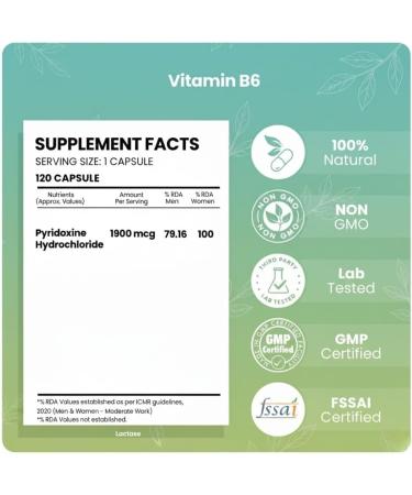 Vitamin B6 Pyridoxine -120 Veg. Capsules. - Buy Online on GoSupps.com