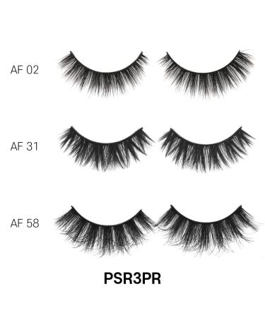 Laflare 3D Cashmere False Eyelashes 3 Pcs Multipack - Ultra Soft Wispy Glamour | Cruelty-Free & Reusable Fake Eyelashes - Eco Pack (PSR3PR) - Buy Online on GoSupps.com