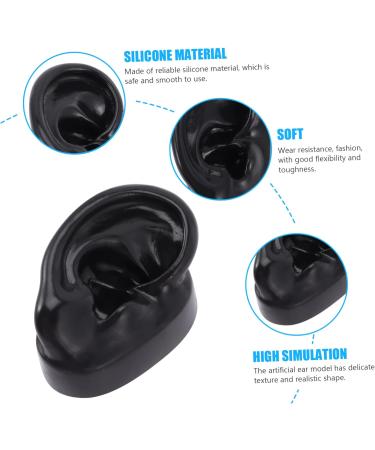 ULTECHNOVO 3pcs Artificial Ear Mold Mannequin Silicone Molds Piercing Kit - 3D Black | External Ear Model for Display and Practice - Buy Online on GoSupps.com