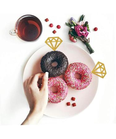 50 Pack Gold Glitter Diamond Ring Donut Toppers Cupcake Picks for Bridal Shower Engagement Party Decorations Holiday Supplies - Buy Online on GoSupps.com
