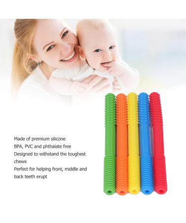 Baby Teething Tube Toys - 5 Pack Silicone Chewing Straws for Toddlers & Infants - Bite Resistant 5 Colors - Buy Online on GoSupps.com