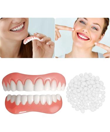 Fake Teeth  2 PCS Dentures Teeth for Women and Men  Dental Veneers for Temporary Teeth Restoration  Nature and Comfortable  Protect Your Teeth and Regain Confident Smile  Natural Shade