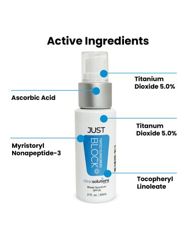 Clear Solutions Just Block Tinted Sunscreen SPF 30 - Lightweight Moisturizing Daily Sunblock - Buy Online on GoSupps.com