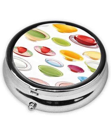 Mid Century Modern Mini Round Pill Box | 3 Compartment Travel Pill Organizer | Portable Medicine Case for Home & Office - Buy Online on GoSupps.com