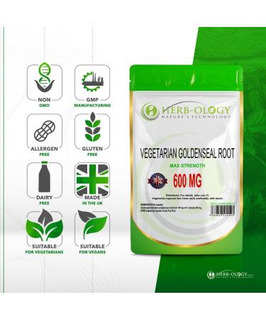 HB Goldenseal | 60 Goldenseal Root Capsules - 600mg 4:1 Extract High Strength Golden Seal Root per Serving | Non-GMO Gluten & Allergen Free | Manufactured in The UK 60 count (Pack of 1) - Buy Online on GoSupps.com