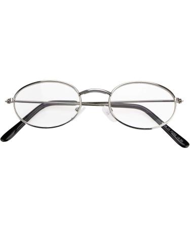 Retro 60s Style Caripe Round Oval Reading Glasses for Men & Women - Metal Frame M8108 (+2.0 DPT Silver) - Buy Online on GoSupps.com