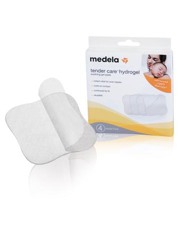Medela Soothing Gel Pads for Breastfeeding, 4 Count Pack, Tender Care HydroGel Reusable Pads, Cooling Relief for Sore Nipples from Pumping or Nursing White