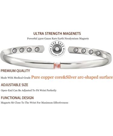 Copper Bracelets for Arthritis Relief | Magnetic Joint Pain & Migraine Therapy | Adjustable Size & Gift Box | Elegant Silver Finish - Buy Online on GoSupps.com