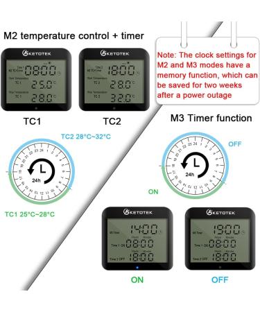 Buy Ketotek Digital Thermostat Socket - Day & Night Temperature Controller for Greenhouses Reptiles and Fridges (100-250V) - Buy Online on GoSupps.com
