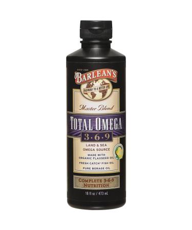 Barlean's Master Blend Total Omega 3-6-9 Lemonade Flavor Oil Supplement with 6,468 mg of Omega-3 EPA/DHA/ALA - Non-GMO, Gluten-Free - 16 oz Lemonade Flavor - 16 fl-oz