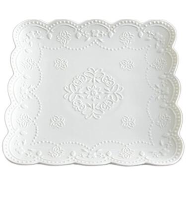Fruit Tray Embossed Home Ceramic Square Plate Breakfast Dessert Plate Butterfly Plate Dish Afternoon Tea Fruit Plate Wedding Kitchenware