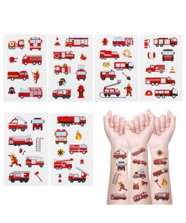 Fire Truck Temporary Tattoos - 24 Sheets | Firefighter Party Favors & Birthday Decorations - Buy Online on GoSupps.com
