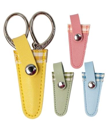 4pcs Leather Scissors Covers Colorful Lattice Scissors Caps Pointed Nipper Sheath Beauty Tool Supplies for Embroidery
