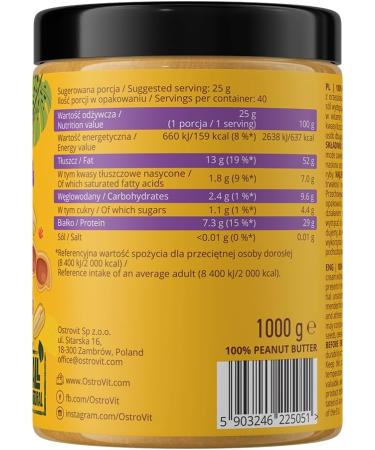 OstroVit 100% Peanut Butter (1000g) Croustillant - Buy Online on GoSupps.com