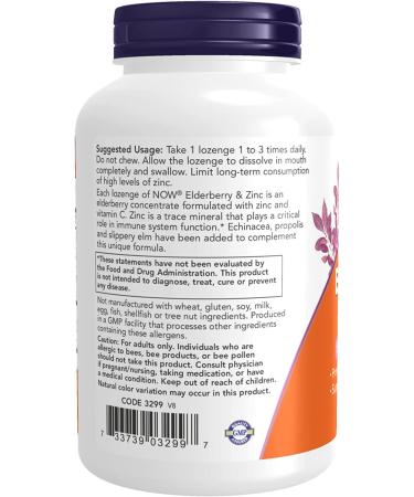 Now Foods Elderberry & Zinc Lozenges - Immune Support, 90 Count - Buy Online on GoSupps.com