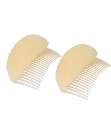 2PCS Women Lady Girls Soft Sponge Foam Hair Base Inserts Bump Up Hair Pads Stick Bun Maker Hair Styling Clip Hair Comb Braid Tool Hair Styling Accessories Beige