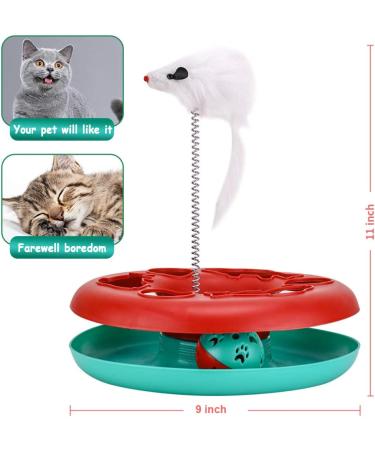 Interactive Cat Toy Set with Roller Tracks, Catnip, Teaser Mouse & Exercise Balls - Christmas Red | Ideal for Indoor Cats & Kittens - Buy Online on GoSupps.com
