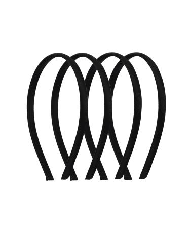 Motique Accessories Thin Headbands for Women Solid Satin 4 Pack - Black