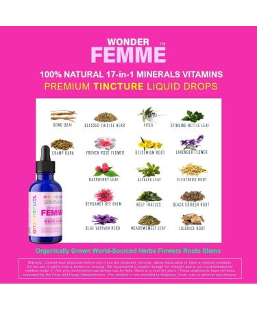 Wonder Femme Plant-Based Menopause Relief Tincture | 100% Natural Hormone Balance Supplement for Hot Flashes & Women s Health | 17 Herbal Ingredients - Buy Online on GoSupps.com