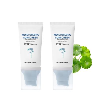 Centella Sunscreen SPF50 PA++++ Lightweight Hydrating Hyaluronic Acid Non-Sticky Centella Water-Fit Sun for All Skin Type(2 Pcs 3.52Floz)