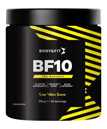 Body&Fit BF10 Pre-Workout 200 mg caffeine and 2000 mg beta-alanine - Sour Yellow - 315 grams Sour Yellow