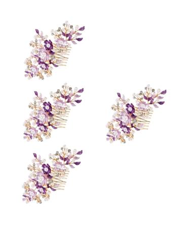 FRCOLOR Headband hair plug french side combs bridal side combs bridal side hairpieces combs for women pearl flower hair combs girls hair comb girl headpiece headband purple bride Comb