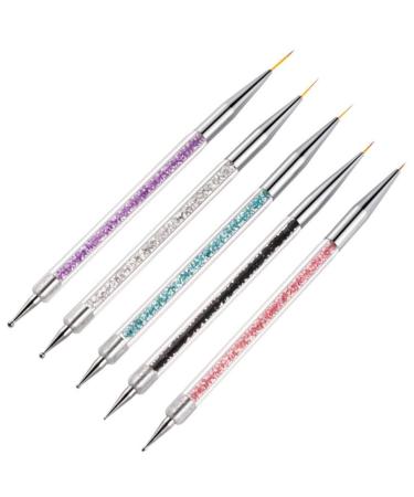 AvoDovA 5 Pieces Nail Art Liner Brush Nail Art Brush Nail Dotting Pen Dual-Ended Nail Art Pen Nail Art Painting Liner Pen Nail Art Design Brush Nail Art Brush 6/8/10/12/15 mm