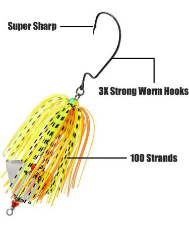 Spinnerbait Fishing Lures Kit Set - 6pcs Multicolor Buzzbait for Bass, Trout, Salmon - Metal Spinner Baits for Freshwater and Saltwater Fishing - Buy Online on GoSupps.com