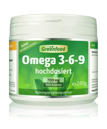 Omega 3-6-9 700 mg high-dose 240 softgel capsules-rich in EPA Dha.Good for heart circulation and the cholesterol levels.Without artificial additives.Without genetic technology.240 pieces (1 Pack) - Buy Online on GoSupps.com