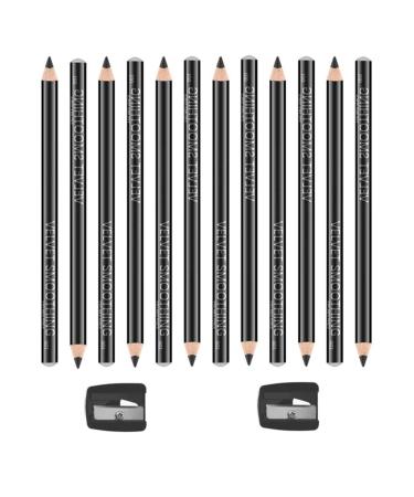 12 Pcs Black Eyebrow Pencil Set Waterproof Eyebrow Liners Long Lasting Brow Pencil Eyebrow Tattoo Pens with 2 Pcs Sharpeners for Marking  Filling And Outlining  Tattoo Makeup