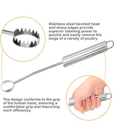 Stainless Steel Lung Remover | Chicken Slaughter Equipment Stainless Steel Poultry Lungs Remover - Comfortable Grip Multifunctional Chicken Slaughtering Lung Remover for Geese Chickens Ducks - Buy Online on GoSupps.com