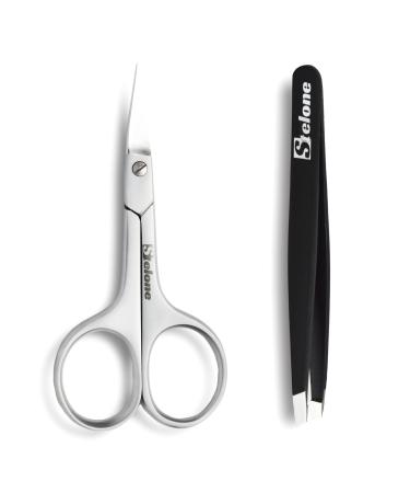 Stelone Eyebrow Tweezers & Eyebrow Scissors for Women - Professional Stainless Steel Great Precision on Brows and Facial Hairs