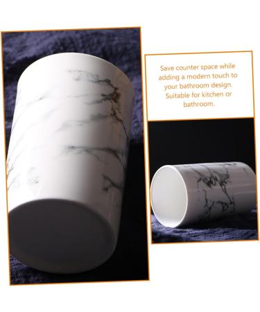 Ohphcall Mundish Cup Teaspoon Holder | Practical Bathroom Toothbrush & Mouthwash Holder | Ceramic Marble Design - Buy Online on GoSupps.com