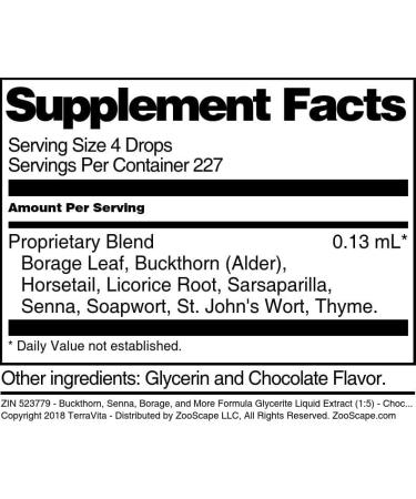 Buckthorn Senna & Borage Glycerite Liquid Extract - Chocolate Flavor | 1 oz (ZIN: 523779) | International Shipping Available - Buy Online on GoSupps.com