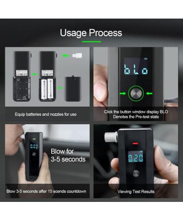 QTlier Personal Breathalyzer Professional Accuracy Portable Breath Alcohol Tester with Indicator Light and Digital Display for Home Use (with 10 Individually Packaged mouthpieces) - Buy Online on GoSupps.com