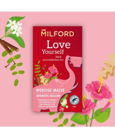Milford Love Yourself Spicy Mallow Tea | Ayurvedic Fruit Tea with Hibiscus & Liquorice | 20 Tea Bags | International Shipping - Buy Online on GoSupps.com