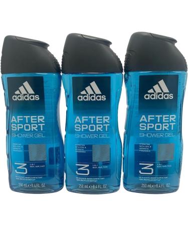 ADIDAS Lot de 3 gels douche 3 en 1 AFTER SPORT pour homme corps cheveux et visage 250 ml - Buy Online on GoSupps.com