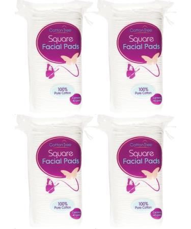 Happy Bees Bundle Cotton Tree Large Cotton Wool Pads 40 per Pack. (4 Pack Square)