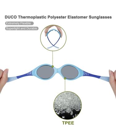 DUCO Baby Polarized Sunglasses for Newborn Toddler 0-24 Months | UV Protection, Flexible Infant Sunglasses 0-2 Years | Blue Frame with Strap - Buy Online on GoSupps.com